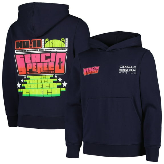 Youth Castore Sergio Perez Navy Red Bull Racing 2023 Mexico City Grand Prix Pullover Hoodie