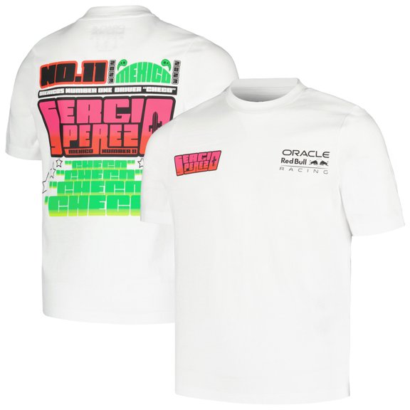 Youth Castore Sergio Perez White Red Bull Racing 2023 Mexico City Grand Prix T-Shirt