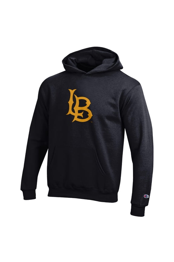 Youth Champion Black Cal State Long Beach The Beach Eco Powerblend Pullover Hoodie