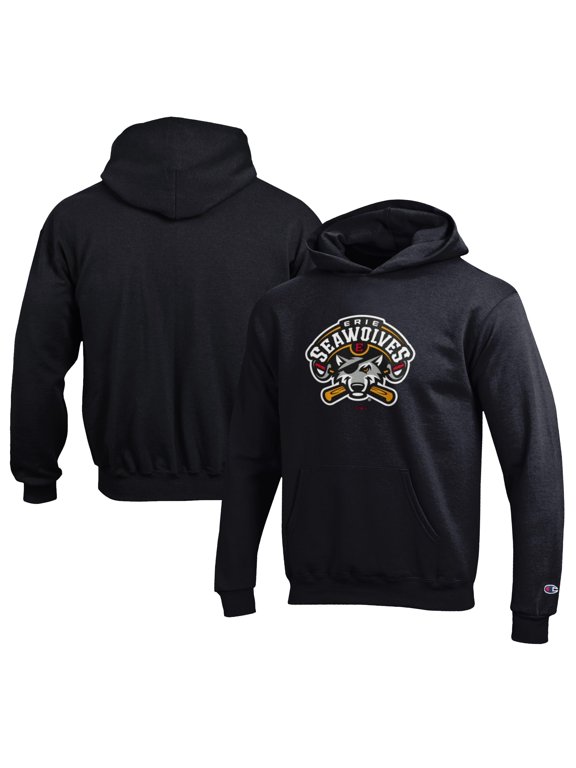 Youth Champion Black Erie SeaWolves Eco Powerblend Pullover Hoodie