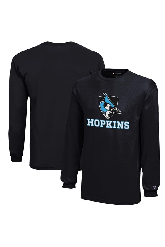 Youth Champion Black Johns Hopkins Blue Jays Jersey Long Sleeve T-Shirt