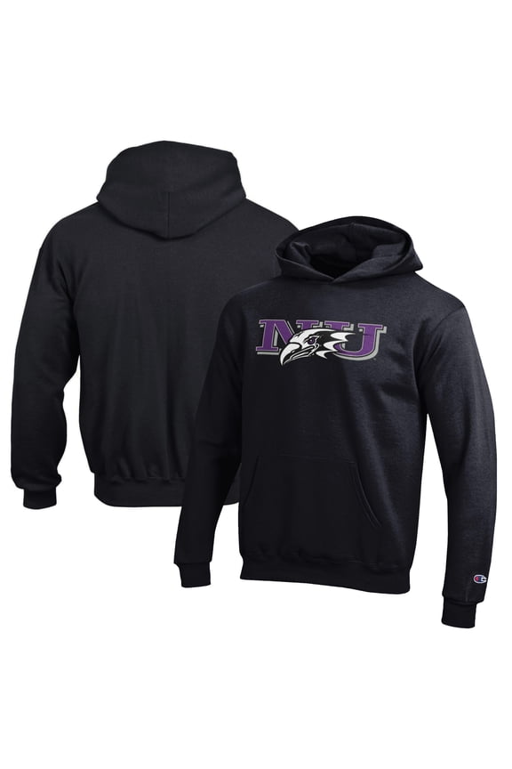 Youth Champion Black Niagara University Purple Eagles Eco Powerblend Pullover Hoodie