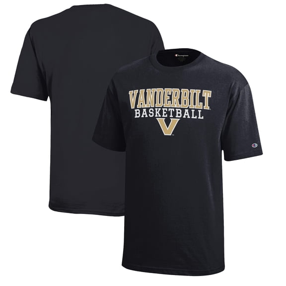 Youth Champion Black Vanderbilt Commodores Stacked Logo Basketball T-Shirt