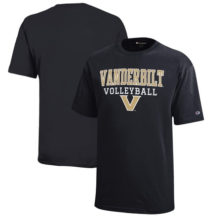 Youth Champion Black Vanderbilt Commodores Stacked Logo Volleyball T-Shirt