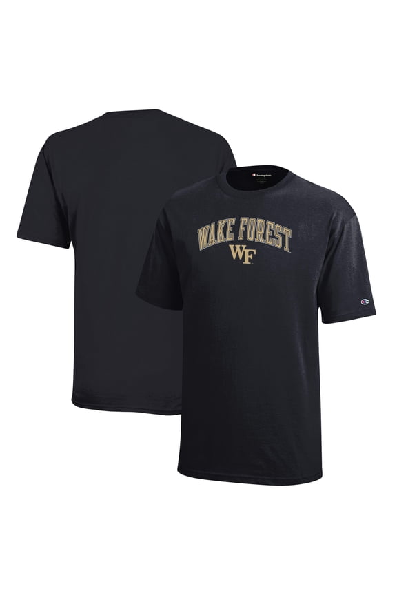 Youth Champion Black Wake Forest Demon Deacons Arch Over Logo T-Shirt