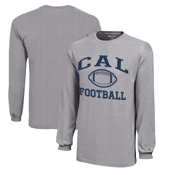 Youth Champion  Gray Cal Bears Icon Logo Long Sleeve Football T-Shirt