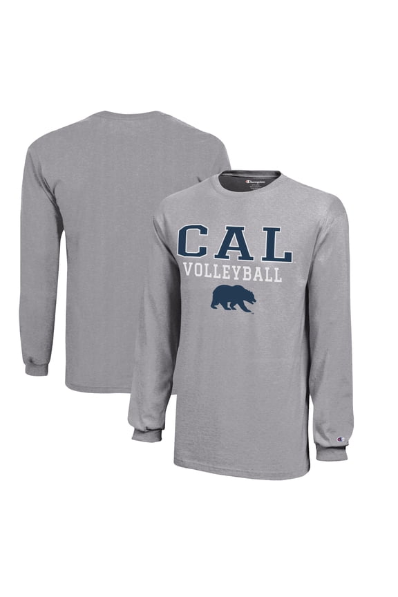 Youth Champion Gray Cal Bears Stacked Logo Long Sleeve Volleyball T-Shirt