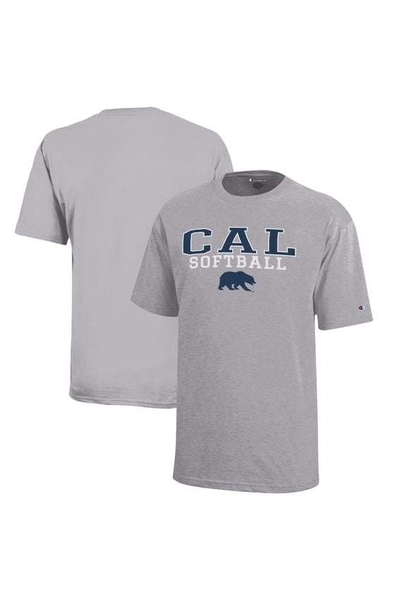 Youth Champion Gray Cal Bears Stacked Logo Softball T-Shirt