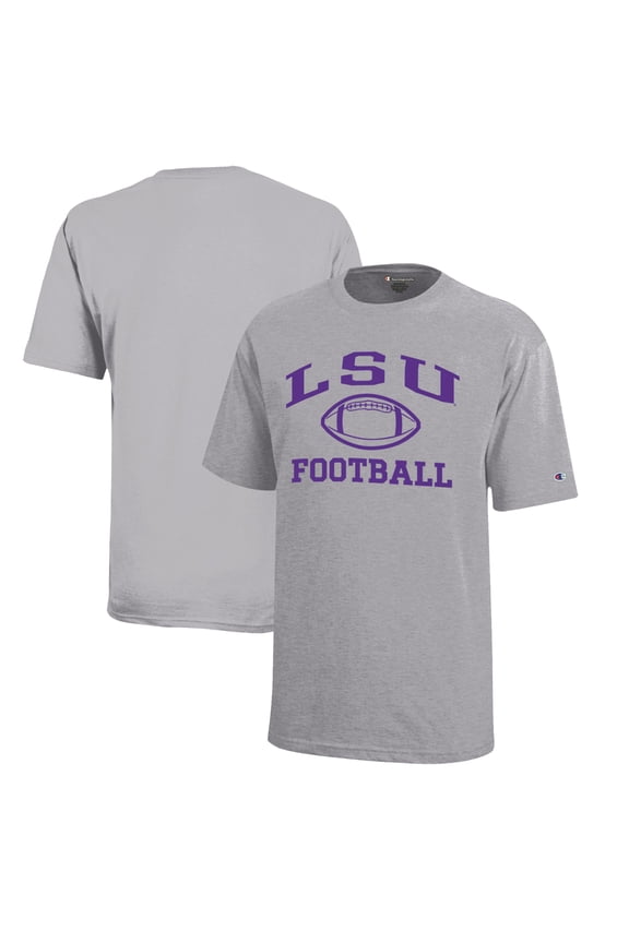 Youth Champion  Gray LSU Tigers Icon Logo Football T-Shirt