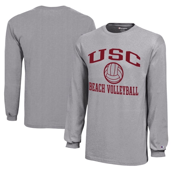 Youth Champion Gray USC Trojans Beach Volleyball Icon Jersey Long Sleeve T-Shirt