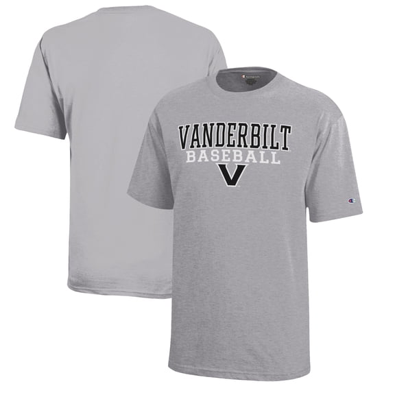 Youth Champion Gray Vanderbilt Commodores Stacked Logo Baseball T-Shirt