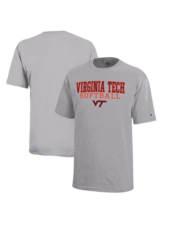 Youth Champion Gray Virginia Tech Hokies Stacked Logo Softball T-Shirt