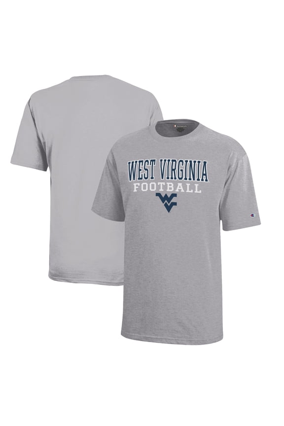 Youth Champion  Gray West Virginia Mountaineers Stacked Logo Football T-Shirt