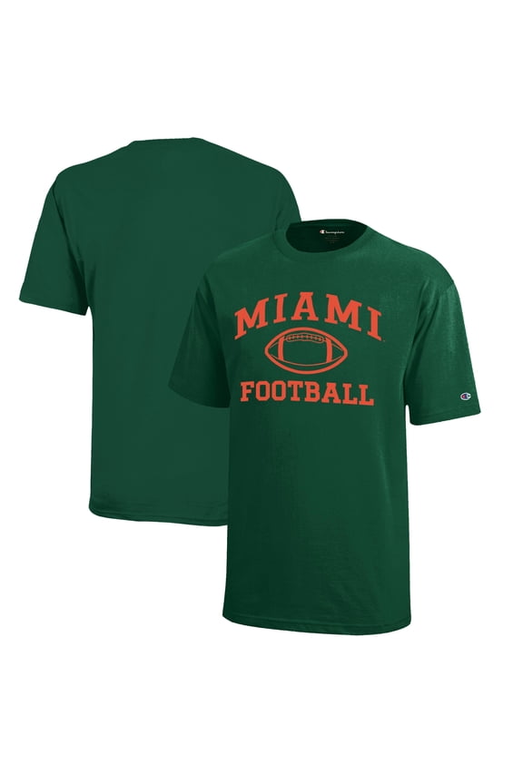 Youth Champion  Green Miami Hurricanes Icon Logo Football T-Shirt