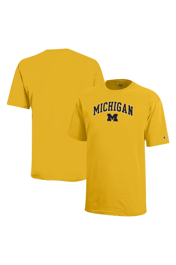 Youth Champion Maize Michigan Wolverines Arch Over Logo T-Shirt