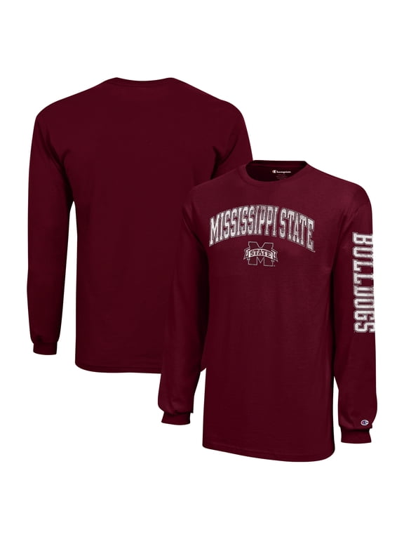 Youth Champion Maroon Mississippi State Bulldogs Distressed Arch Over Logo Long Sleeve T-Shirt