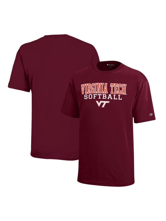 Youth Champion Maroon Virginia Tech Hokies Stacked Logo Softball T-Shirt