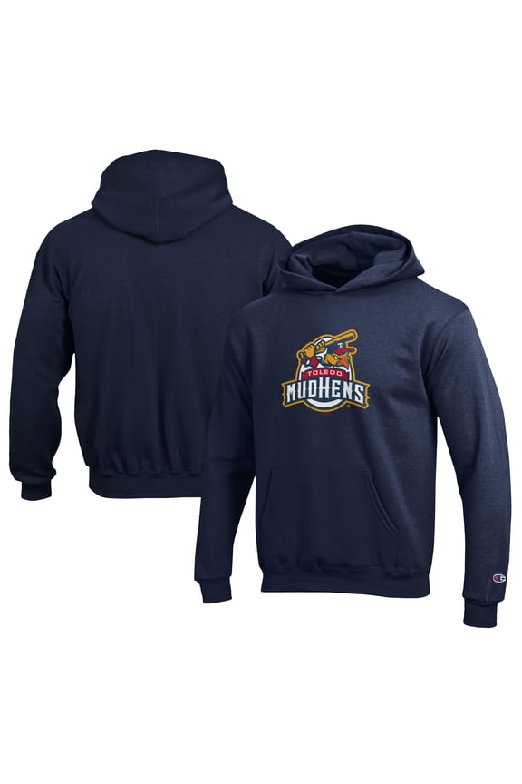Youth Champion Navy Toledo Mud Hens Eco Powerblend Pullover Hoodie