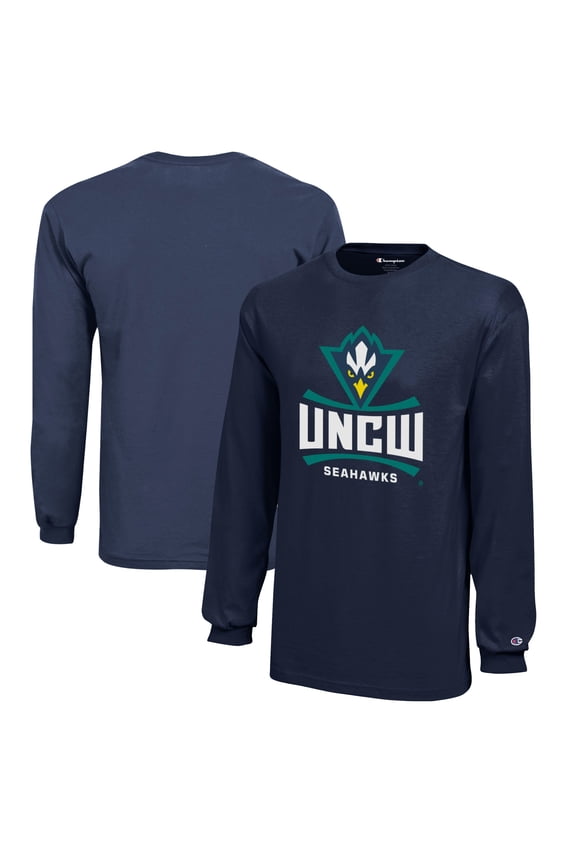Youth Champion Navy UNC Wilmington Seahawks Jersey Long Sleeve T-Shirt
