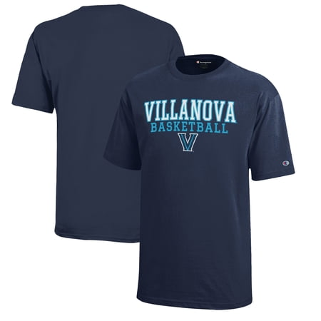 Youth Champion Navy Villanova Wildcats Stacked Logo Basketball T-Shirt