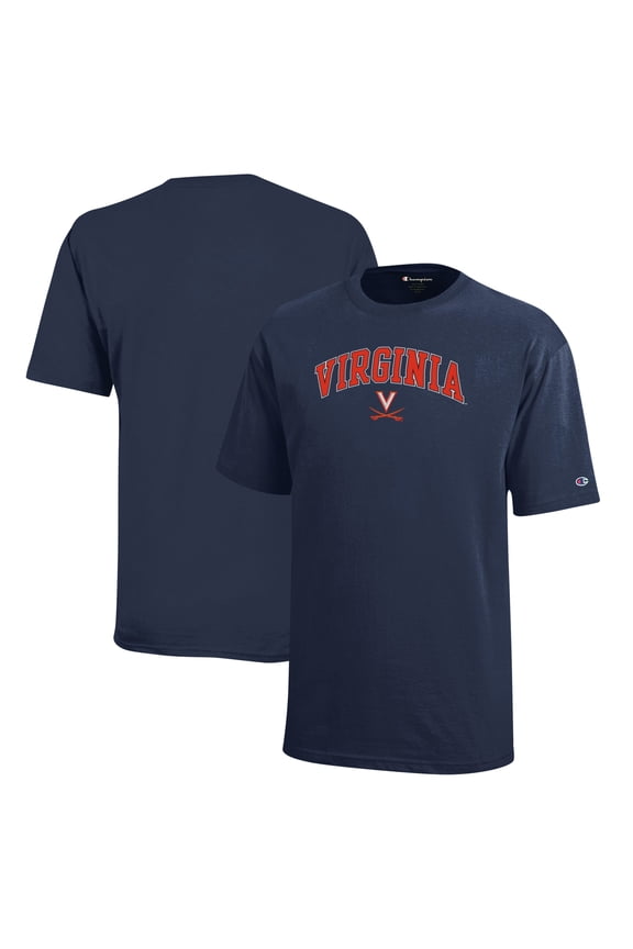 Youth Champion Navy Virginia Cavaliers Arch Over Logo T-Shirt