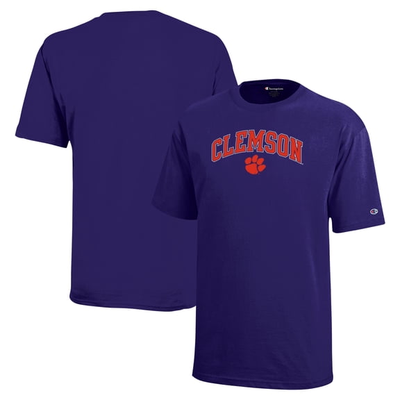 Youth Champion Purple Clemson Tigers Arch Over Logo T-Shirt