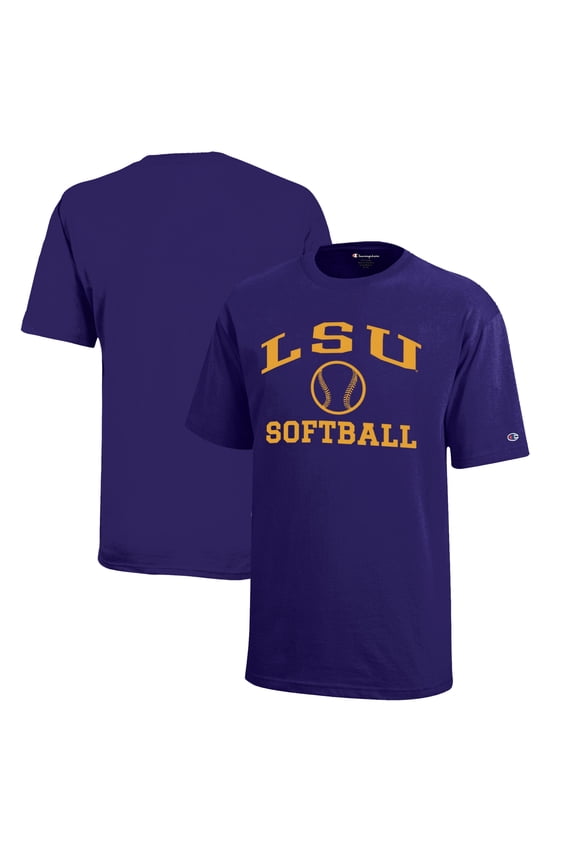 Youth Champion  Purple LSU Tigers Icon Logo Softball T-Shirt