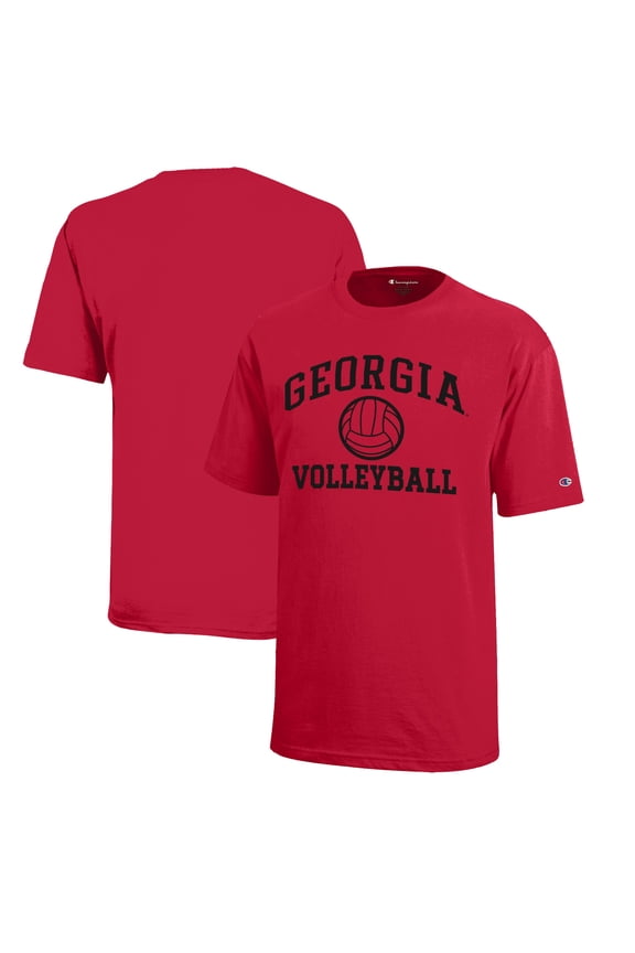 Youth Champion  Red Georgia Bulldogs Icon Logo Volleyball T-Shirt