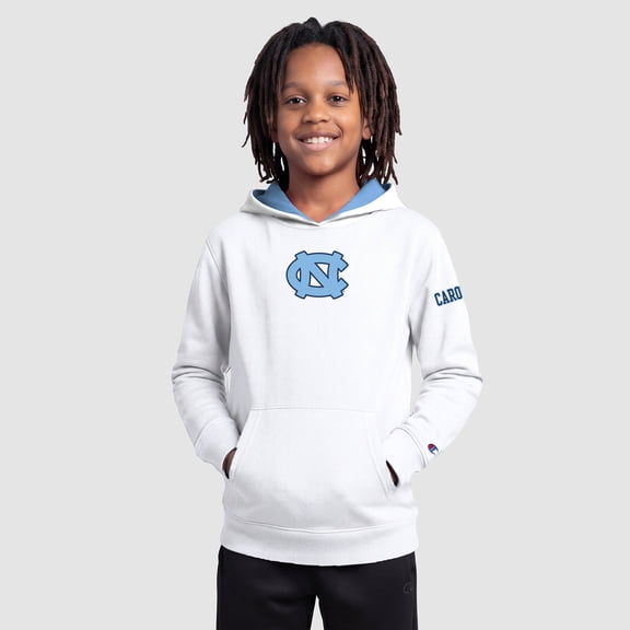 Youth Champion White North Carolina Tar Heels Fleece Hoodie