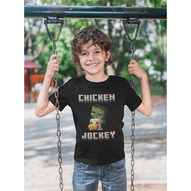 Youth Chicken Jockey Minecraft Graphic T-Shirt Gamer Style Unisex Casual Tee