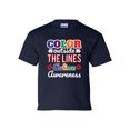 thumbnail image 1 of Youth Children's Unisex Autisim Awareness Color Outside the Lines Short Sleeve T-shirt-Navy-small, 1 of 4