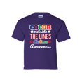 thumbnail image 1 of Youth Children's Unisex Autisim Awareness Color Outside the Lines Short Sleeve T-shirt-Purple-large, 1 of 4