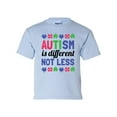 thumbnail image 1 of Youth Children's Unisex Autisim Awareness Different Is Not Less Short Sleeve T-shirt-Light Blue-medium, 1 of 4