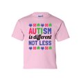 thumbnail image 1 of Youth Children's Unisex Autisim Awareness Different Is Not Less Short Sleeve T-shirt-Light Pink-small, 1 of 4