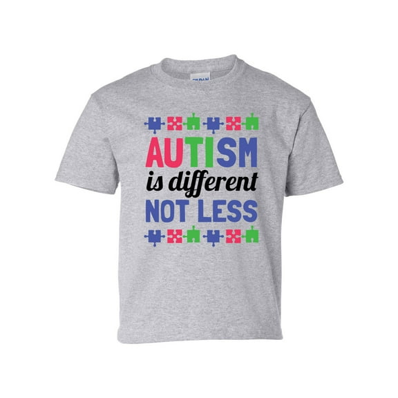 Youth Children's Unisex Autisim Awareness Different Is Not Less Short Sleeve T-shirt-Sports Grey-large