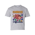 thumbnail image 1 of Youth Children's Unisex Autisim Awareness Sloth Embrace Differences Short Sleeve T-shirt-Sports Grey-large, 1 of 4