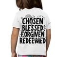 thumbnail image 1 of Youth Christian Tshirt Unisex Chosen Blessed Forgiven Redeemed KIngdom Kids Short Sleeve T-shirt Graphic Tee-White-small, 1 of 1