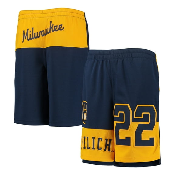 Youth Christian Yelich Navy Milwaukee Brewers Pandemonium Name & Number Shorts