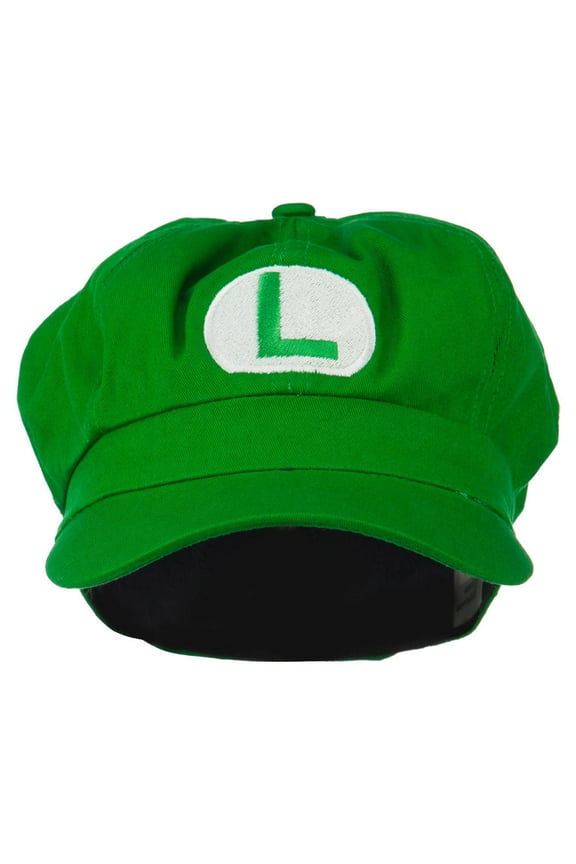 Youth Circle Mario and Luigi Embroidered Cotton Newsboy Cap - Lime OSFM