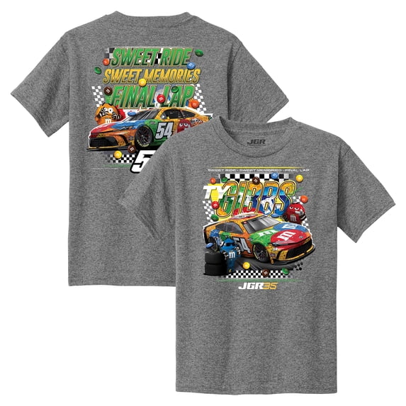 Youth Classic Ink Heather Gray Ty Gibbs M&M's Car Final Lap T-Shirt ...