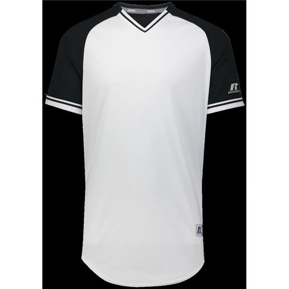 Youth Classic V-Neck Jersey, White & Black - Extra Large