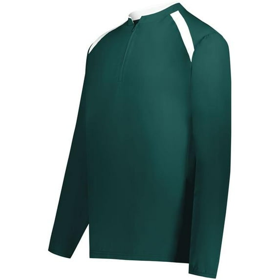 Holloway 229695.438.XL Youth Clubhouse Pullover, Dark Green & White - Extra Large