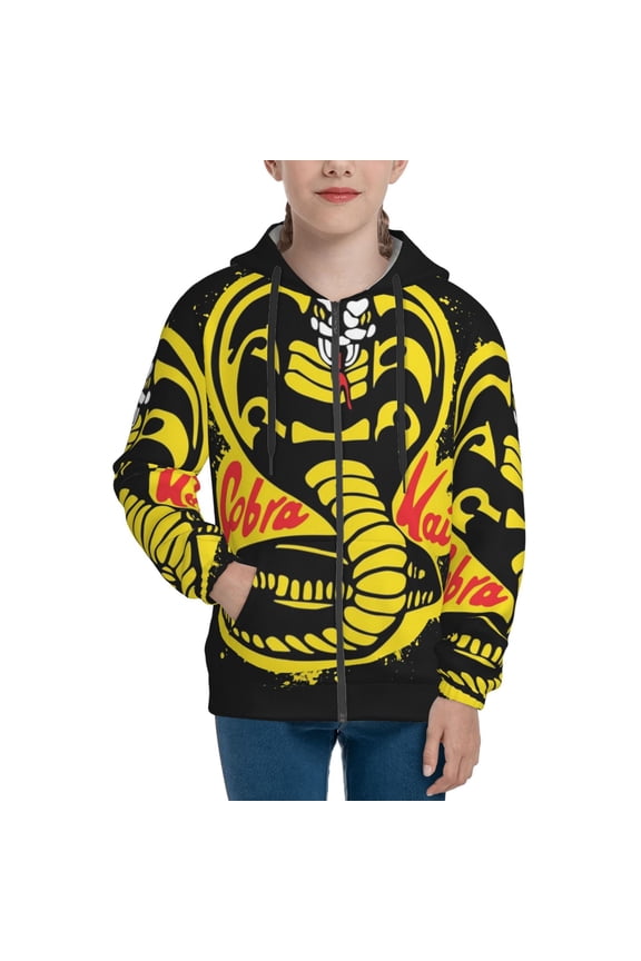 Youth Cobra K-a Zip Up Graphic Hoodie with Pockets Comfort Long Sleeve Soft Hoodies