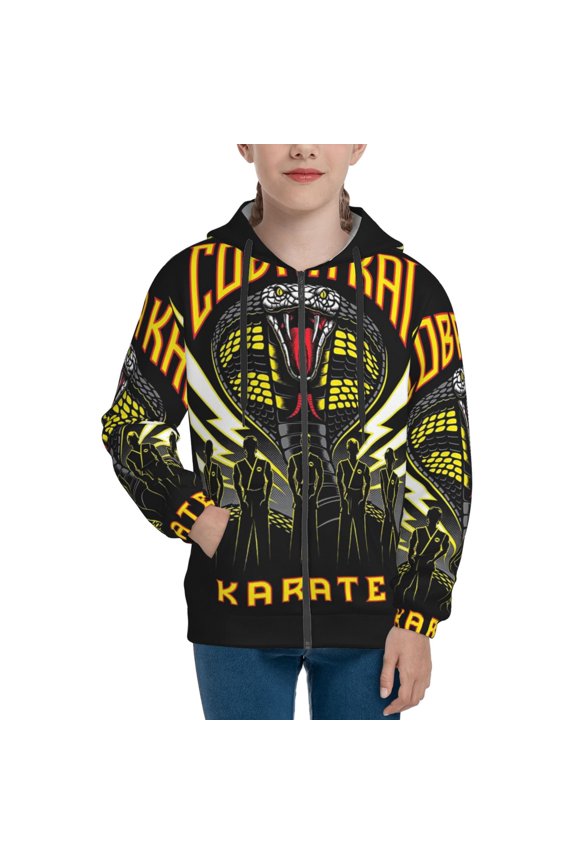 Youth Cobra K-a Zip Up Graphic Hoodie with Pockets Comfort Long Sleeve Soft Hoodies