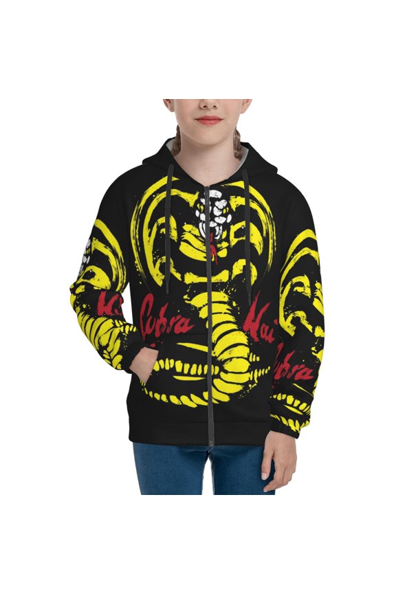 Youth Cobra K-a Zip Up Graphic Hoodie with Pockets Comfort Long Sleeve Soft Hoodies