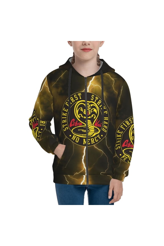 Youth Cobra K-a Zip Up Graphic Hoodie with Pockets Comfort Long Sleeve Soft Hoodies