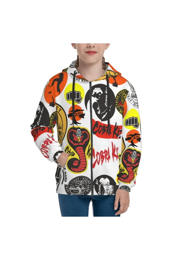 Youth Cobra K-a Zip Up Graphic Hoodie with Pockets Comfort Long Sleeve Soft Hoodies