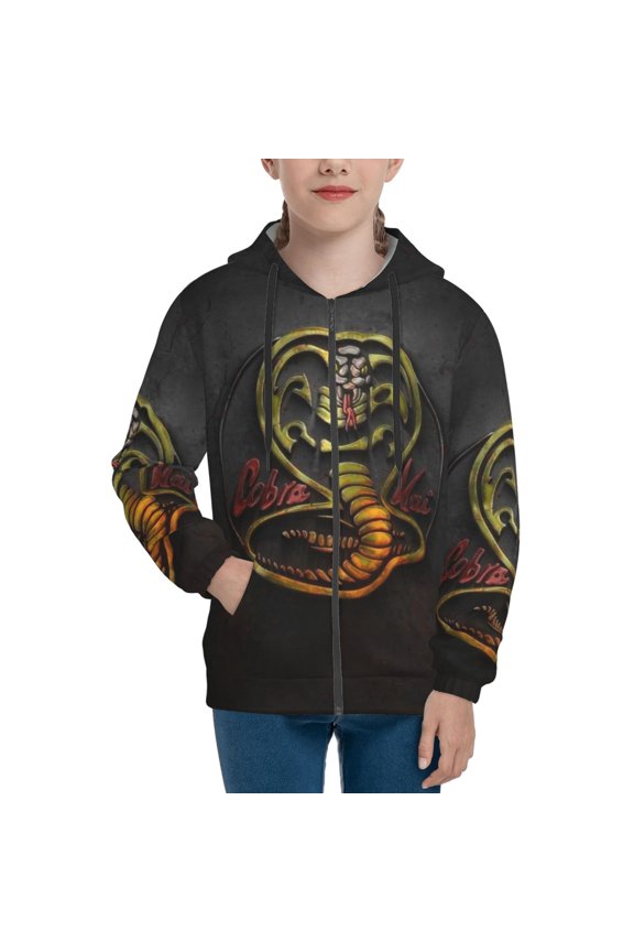 Youth Cobra K-a Zip Up Graphic Hoodie with Pockets Comfort Long Sleeve Soft Hoodies