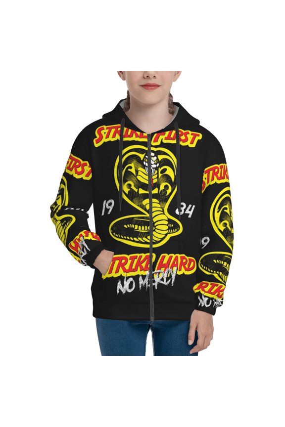 Youth Cobra K-a Zip Up Graphic Hoodie with Pockets Comfort Long Sleeve Soft Hoodies