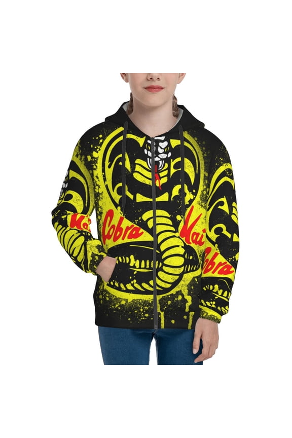 Youth Cobra K-a Zip Up Graphic Hoodie with Pockets Comfort Long Sleeve Soft Hoodies